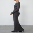 thumbnail image 4 of Women‘s Solid Color Long Sleeve Open Back Tie Up Long Evening Dress, 4 of 8