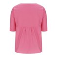 thumbnail image 5 of Savings Clearance! Womens Plus Size Tops,Summer Short Sleeve Blouse Tops for Womens,Women's Solid Color Blouses Raglan Mid Sleeve V-Neck Patchwork Pleated Top, 5 of 5