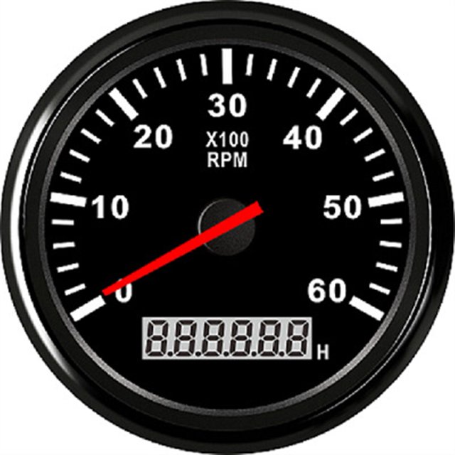 85mm Marine Tachometer 3000 4000 6000 RPM Tacho Meter Gauge Red Backlight With LCD Hour Meter For Car Boat Truck Auto 12V/24V ,Wide Applicability