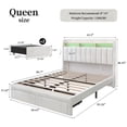 thumbnail image 2 of SIBEDS LED Bed Frame with Drawer Pockets and Linen Upholstered Cream Wingback Headboard, Queen, 2 of 8