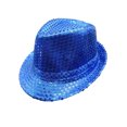 thumbnail image 1 of TiaoBug Women Men Sequin Fedora Hat Disco Hat Jazz Dance Hat Hip-Hop Rapper Stage Performance Blue One Size, 1 of 4