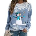 thumbnail image 4 of Femmes Pulls- Pull- Épaule Drop Col Rond Manches Longues Noël Tricot Sweat-Shirts Floraux Décontractés Tops pour Automne/printemps/hiver Rouge L, 4 of 6