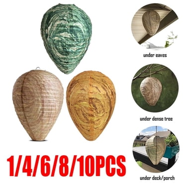 LOVEVER Wasp Nest Decoys Waterproof Hanging Hornet Deterrents Fake Cloth 4PCS