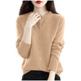 thumbnail image 4 of Yuyuzo Cardigans for Women Button down Classic Solid Long Sleeve Round Neck Knitted Cardigan Sweaters, 4 of 4