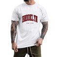 thumbnail image 1 of BOBOGOJP T-Shirt pour Homme Coupe Régulière à Manches Courtes, Henley à Rayures (Blanc,G), 1 of 4