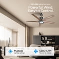 thumbnail image 2 of VAGIZM Ceiling Fan 52'' With Light: Modern Remote Control Fans Downrod Mounted - Quiet Reversible DC Motor - Light Memory Function for Patio Dining Room Outdoor Indoor, 2 of 8