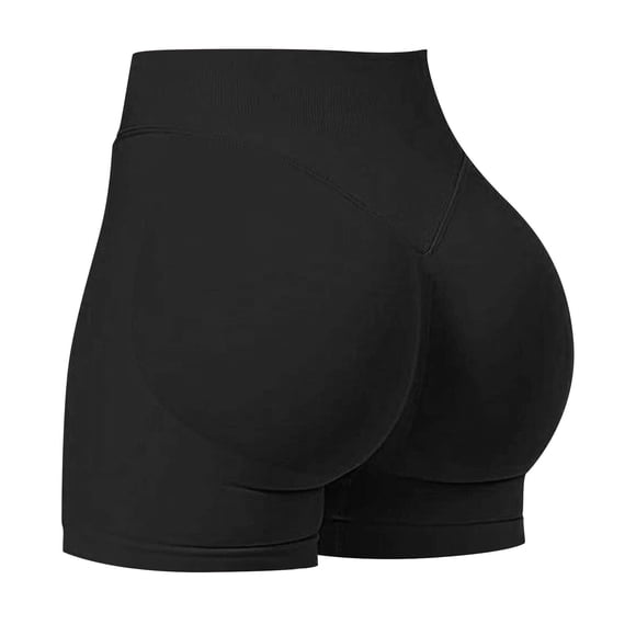 Gspmoly Shorts for Women, Women Workout Butt Lifting Gym Shorts Seamless Butt Lifting Cycling Shorts Athletic Shorts for Women Holiday Gifts Black S