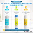 thumbnail image 3 of Max Water 3 Stage 10 inch Standard Water Filtration System, Whole House, Sediment + GAC + CTO, 3 of 6