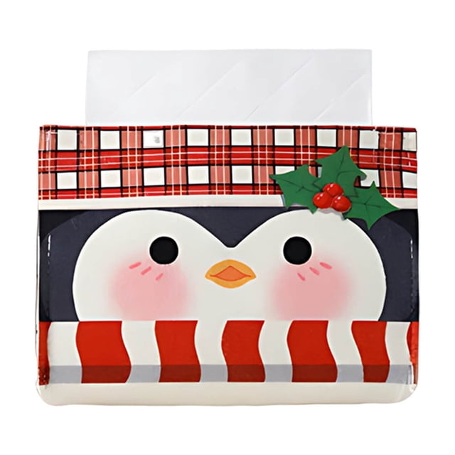 Christmas Table Decorations,Festive Tissue Box Cover with Non-Woven Fabric and Holiday Cartoon Print for Tabletop Holiday Decorations