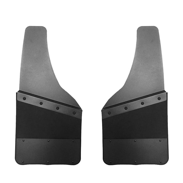 Volets Anti-Boue en Caoutchouc de 12′′ et Pare-Chocs Arrière 2 Pcs Conçus pour un Ajustement Universel, Accueillant des Pneus jusqu'à 38′′ d'Autonomie. Doté d'Une construction en Caoutchouc Robuste de 12x13′′ avec une Épaisseur de 3/8′′ et une surface Sablée Noire pour la Durabilité et la Résistance aux Intempéries. Comprend des Supports Décalés Universels Préinstallés avec un Recul de 1,5′′ pour le Dégagement des Pneus et des Plaques en Acier Inoxydable de 1,3 mm. Idéal pour Pare