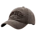 thumbnail image 1 of GDREDA Men Hat Vintage Washed Denim Baseball Cap With Embroidered Letters Unisex New York Style Dad Hat Coffee,One Size, 1 of 2