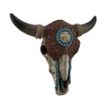 thumbnail image 1 of Tooled Leather Look Covered Southwest Bull Skull Wall Sculpture, 1 of 4