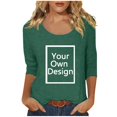 thumbnail image 4 of 2025 Femmes Décontracté Uni Jr Automne Mode Couleur Imprimé Col Bas Femmes Hauts Spandex Coupe Manches 3/4 T Femmes Polyester Spandex Chemise Haut, 4 of 7