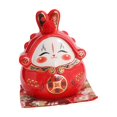 thumbnail image 4 of simhoa Chinese Bunny Statue Piggy Bank Ceramic Piggy Bank Decoration Collectible Red, 4 of 8