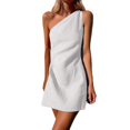 thumbnail image 1 of Baberdicy Robes Maxi pour Femmes 2023 Robe Mini Décontractée à une Épaule pour Femme Robe d'Été Décontractée Sans Manches Robe pour Femme Blanche G, 1 of 7