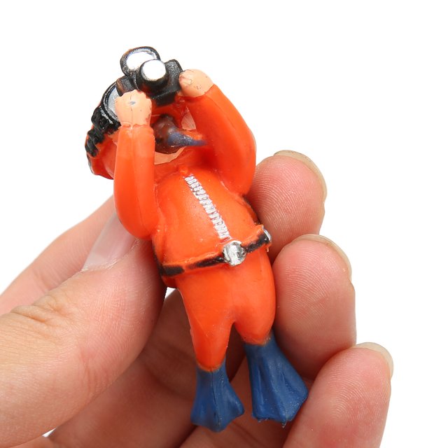 Aquarium Décoration Plongeur, Mignon PVC Petit Plongeur Modèle Position Réglable Aquarium Flottant Plongeur Ornement Sûr Fade Résistant pour Flottant Aquarium Accessoire Orange Prise Grasse