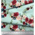 thumbnail image 2 of Soimoi Green Rayon Fabric Ranunculus & Penoy Floral Print Print Fabric by the Yard 58 Inch Wide, 2 of 3