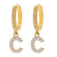 thumbnail image 1 of LSLJS Dainty Gold Plated Initial Hoop Earrings Letter Alphabet Dangle Earrings Fashion Sparkly Rhinestone Letter Initial Pendant Drop Earrings for Women Valent, 1 of 1