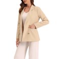 thumbnail image 4 of INSPIRE CHIC Women's Jacket Notched Lapel Double Breasted Padded Shoulder Blazer XS Apricot-Solid, 4 of 6