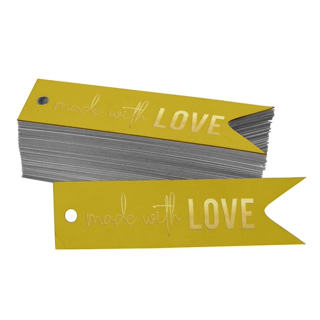 Inkdotpot Made With Love Text Bottle Tag Real Gold Foil Favor Hang Tag Pack Of 100
