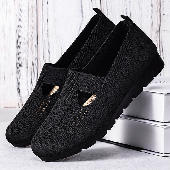 Commforr Summer Shoes for Women, Orthopedic Shoes for Women, Slip On Shoes Women, Walking Shoes Women, Women's Breathable Slip-On Soft Sole Non-Slip Casual Daily Mom Loafers, Black, 7.5