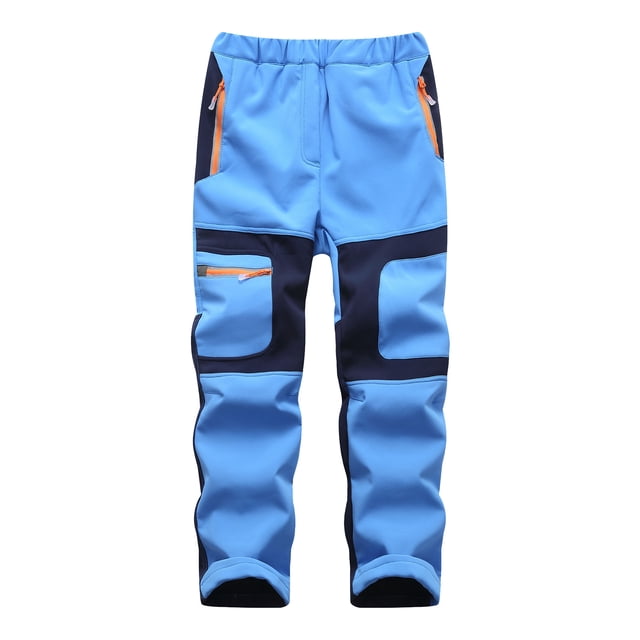 Kids Ski Pants - Patchwork Design with Pockets - Thicken Warm Trousers for Winter Outdoor Activities