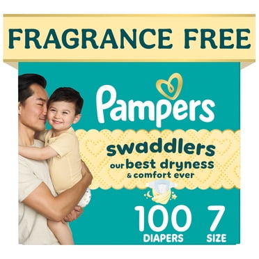 Pampers Swaddlers Diapers, Size S7 (26-50 lbs), 100 Count, Absorbent, Keeps Baby Dry and Comfortable, Pediatrician Recommended Skin Safe Disposable Baby Diaper