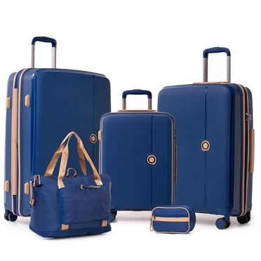 5 Piece Hardside Luggage Set: 28 Inch Spinner Suitcase, 24 Inch Rolling Luggage, 20" Carry-On Suitcase, Toiletry Kit & Expandable Tote Bag