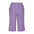 thumbnail image 4 of Dealovy Cotton Linen Shorts for Women High Waisted Drawstring Lightweight Knee Length Shorts with Pockets, 4 of 6