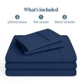 thumbnail image 2 of Bare Home Premium 1800 Collection 5-Piece Bed Sheet Set, Split California King, Dark Blue, 2 of 10