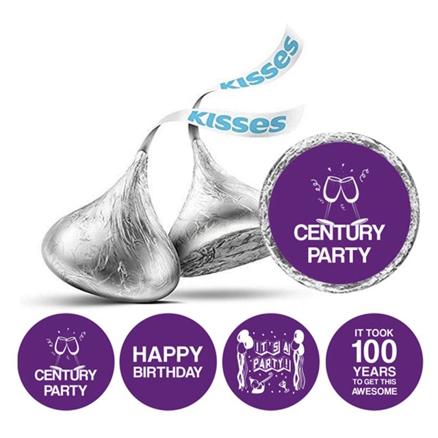 Darling Souvenir Its Took 100 Years Birthday Theme Stickers Candy Labels DIY 190 Pcs-Purple