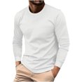 thumbnail image 2 of Qertyioot Man Long Sleeve Solid Color Round Neck Fashion Fallow Casual T-Shirt Tops, 2 of 6