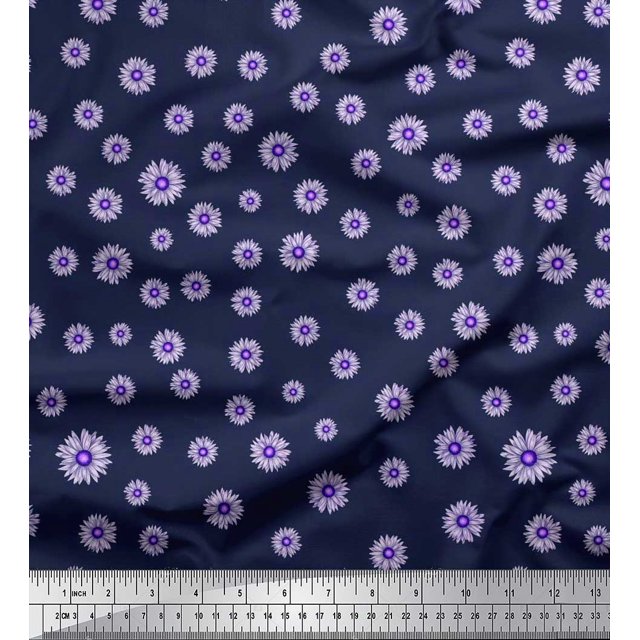 Soimoi Rayon Fabric Aster Floral Print Fabric by Yard 56 Inch Wide
