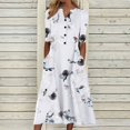 thumbnail image 1 of Robe de Plage Femme Décontractée à Manches Courtes Robes Taille Empire Robe sous le Genou Poches, 1 of 5