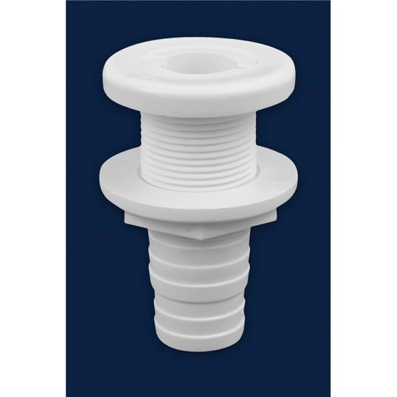 Attwood Connecteur de Bateau Marin 3874-3 à Travers la Coque; s'Adapte aux Tuyaux de 1-1/8 Pouce à 1-1/4 Pouce; Polypropylène; Blanc; Tige de 3-1/4 Pouce; Bride de Diamètre de 2-1/4 Pouce; Épaisseur de Coque de 1-1/4 Pouce; Simple
