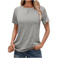thumbnail image 1 of Timegard Hauts pour Femmes Col Ras du Cou Manches Courtes T-Shirts de Couleur Unie Décontractés Confortables Tuniques Hauts d'Été T-Shirt Basique, 1 of 8