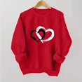 thumbnail image 1 of Styesk Chemises à Manches Longues pour Femmes Imprimé Cœur Hauts Confortables Doux Col Rond T-Shirts Chandail Mode Léger Chandail en Molleton Graphique de la Saint-Valentin Hauts Décontractés, 1 of 2