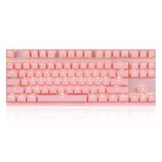 Riwcyla Motospeed Wired / Wireless Dual Mode 87 Keys Red Switch Mechanical Keyboard 2.4G Wireless Backlit Gaming Keyboard Built,in Rechargeable Battery Aluminum Alloy Panel for DesktopLaptop (Pink)