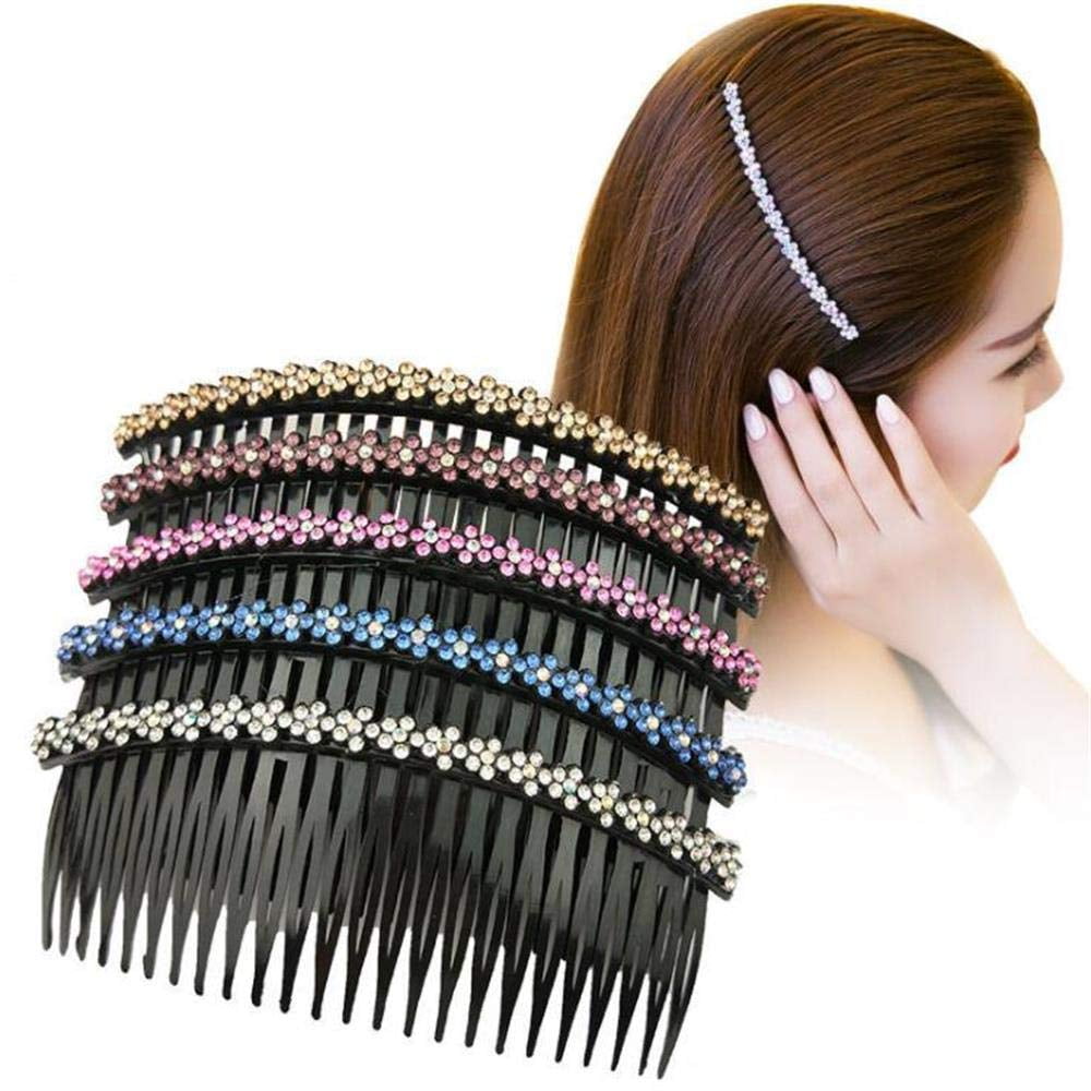 5PCS Double Rows Rhinestone Hair Side Combs Hair Comb Pin Clip