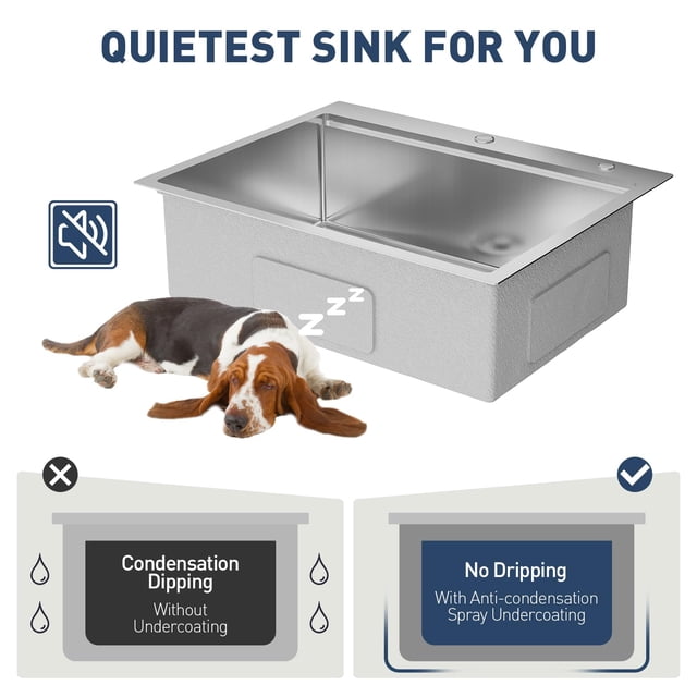 GloryStar Top Mount Single Bowl Kitchen Sink, Drop-In Stainless Steel Design