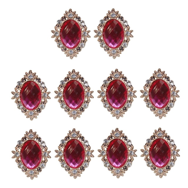 10x Crystal Rhinestone Button Flatback Cabochon Embellishments Fushcia 30x25mm
