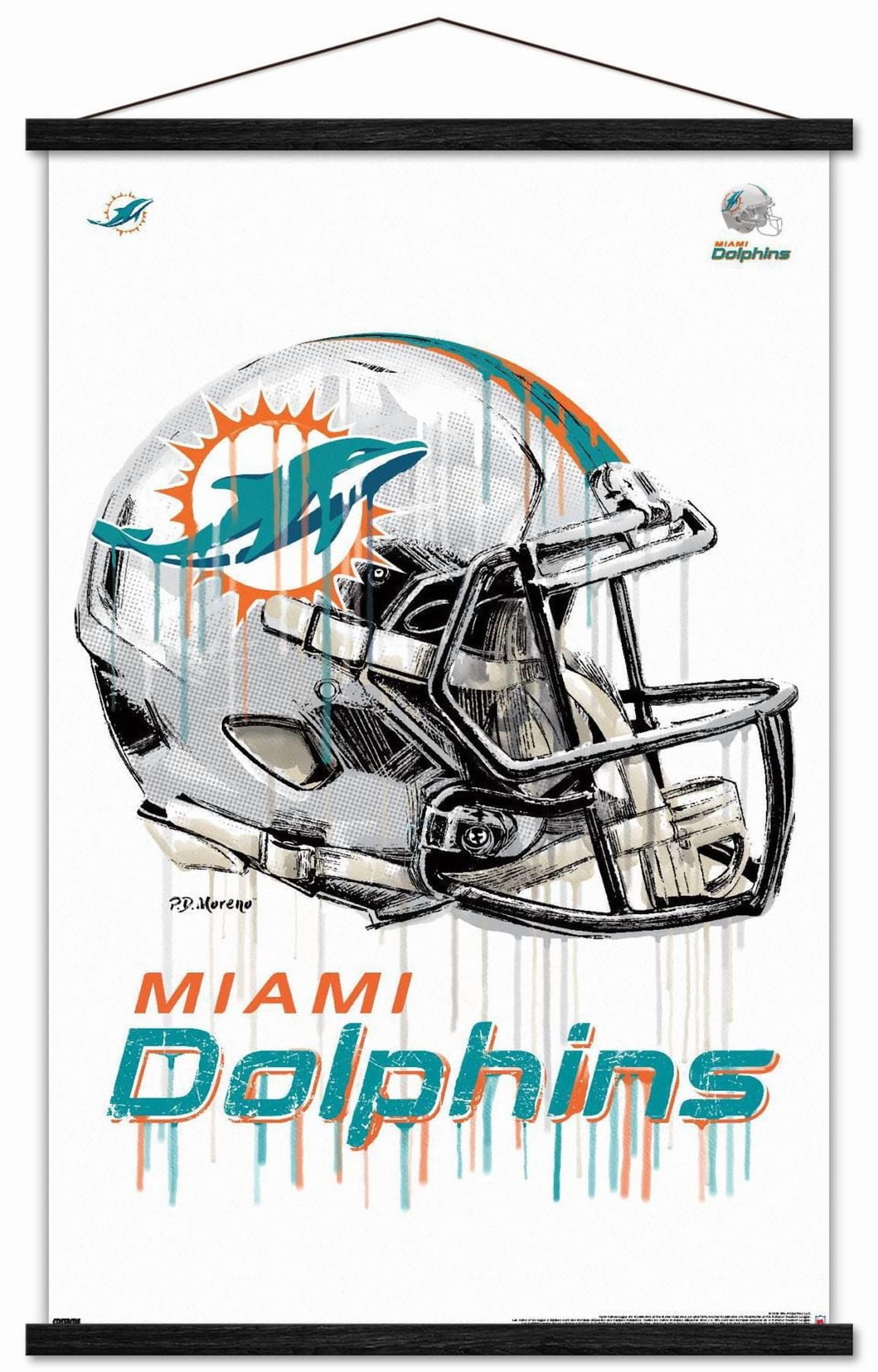NFL Miami Dolphins - Drip Helmet 20 Wall Poster with Magnetic Frame