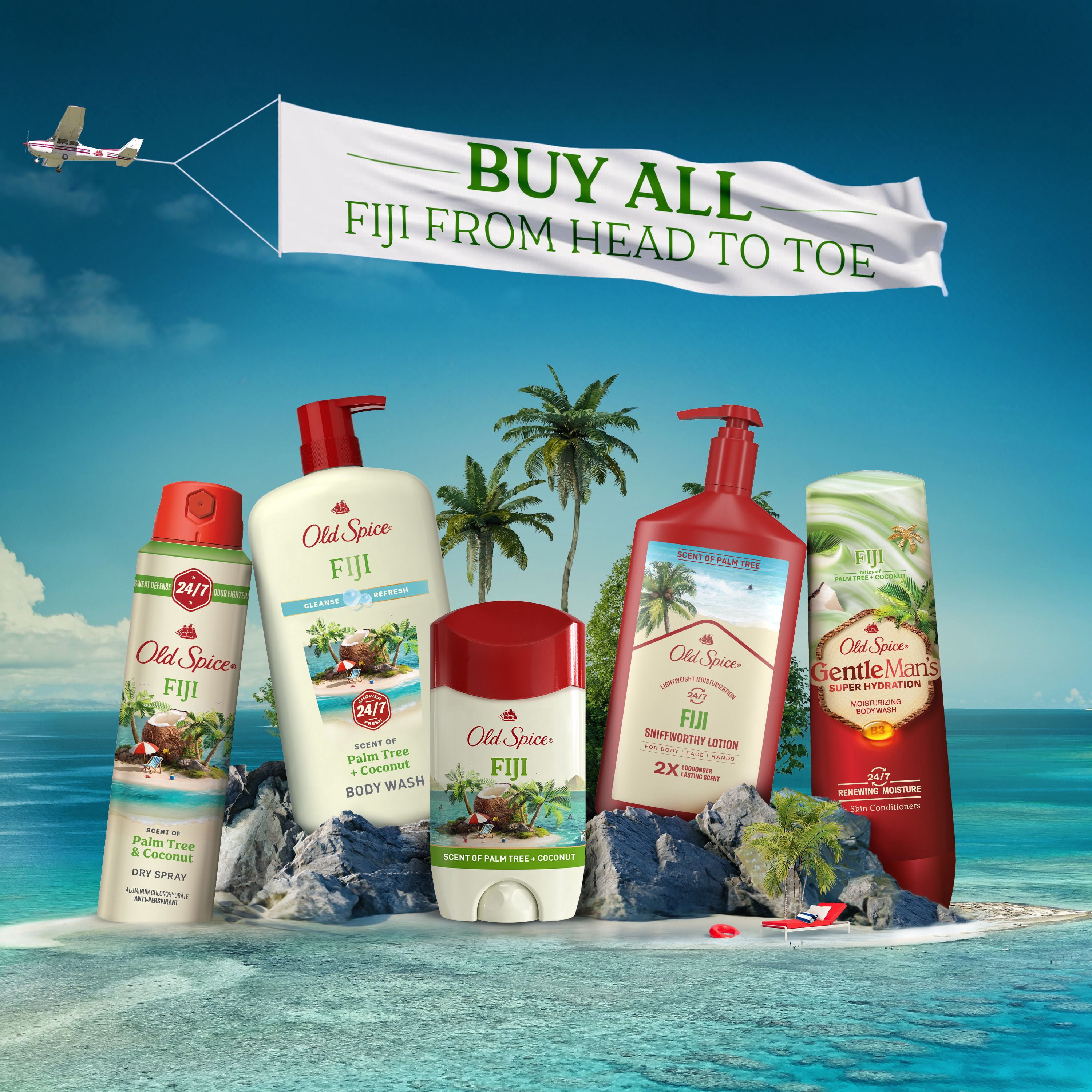 Nettoyant pour le corps pour hommes Old Spice Super Hydratation, Fiji avec palmier et noix de coco, hydratation régénératrice 24 heures sur 24, 7 jours sur 7