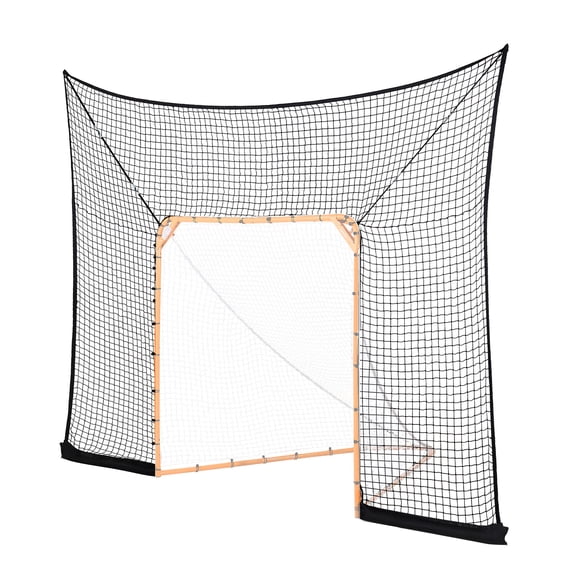 KFFKFF Hockey and Lacrosse Goal Backstop, 12x9 ft Lacrosse Net with Extended Coverage, Quick Easy Setup Complete Accessories Training Net, Backyard Lacrosse Equipment