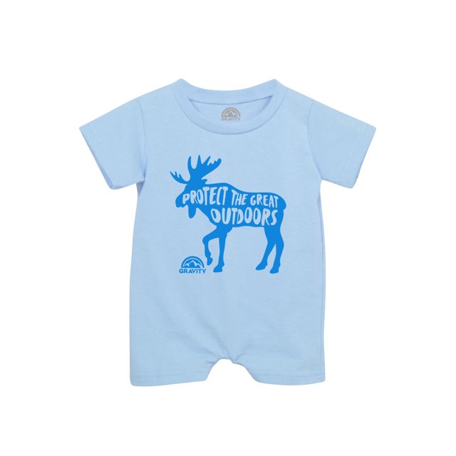 Protect the Great Outdoors Infant Bodysuit T-Romper - Light Blue - Royal Logo - 6M