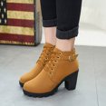 thumbnail image 1 of CEHVOM Metal Solid Color Round Toe Thick Side Zipper Winter Women's Leather Boots, 1 of 4