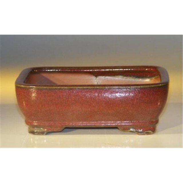 Pot de Bonsaï en Céramique 7 x 5.5 x 2.375 Po, Rouge Parisien - Rectangulaire