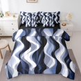 thumbnail image 1 of Erosebridal Grey Blue Geometry Bedding Sets, Abstract Ombre Comforter Sets with Sheets, Stripes Artwork Reversible Bed Sheets Set, Ultra Soft Room Decor, 7pcs, 1 of 6