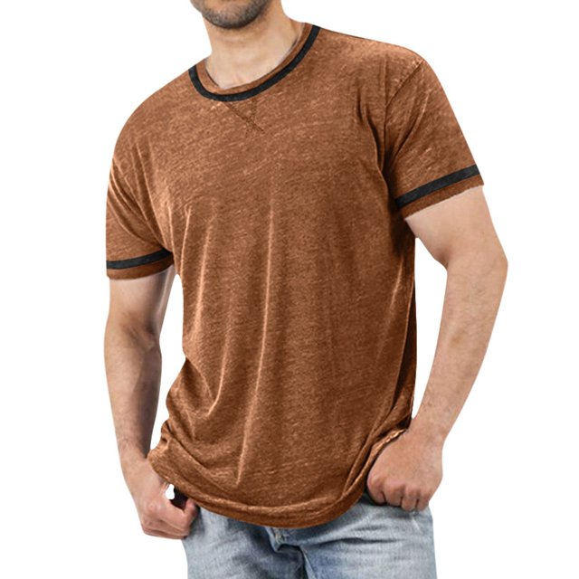 BOBOGOJP T Shirts pour Homme Basique Col Rond Manches Courtes T-Shirt Tee (Brun,m)