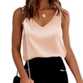 thumbnail image 2 of Women's Satin Loose Fit Sleeveless V - Neck Camisole Blouses - Polyester, Printed, Multiple Sizes, 2 of 6